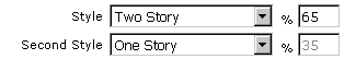 Style equals Two Story at 65%, and Second Style equals One Story at 35%